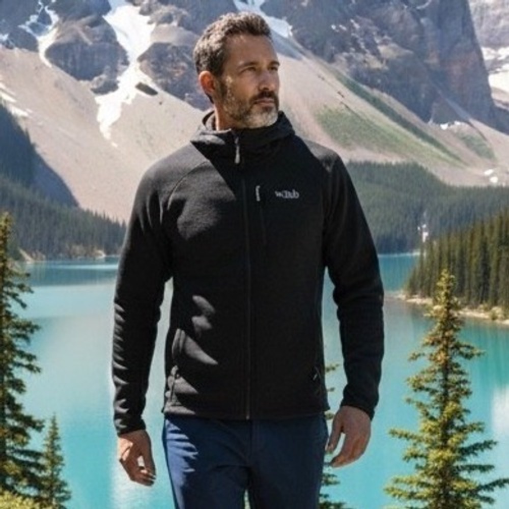 Rab Capacitor Hoody Mens Large Black Full Zip Technical Fleece Jacket QFF-02